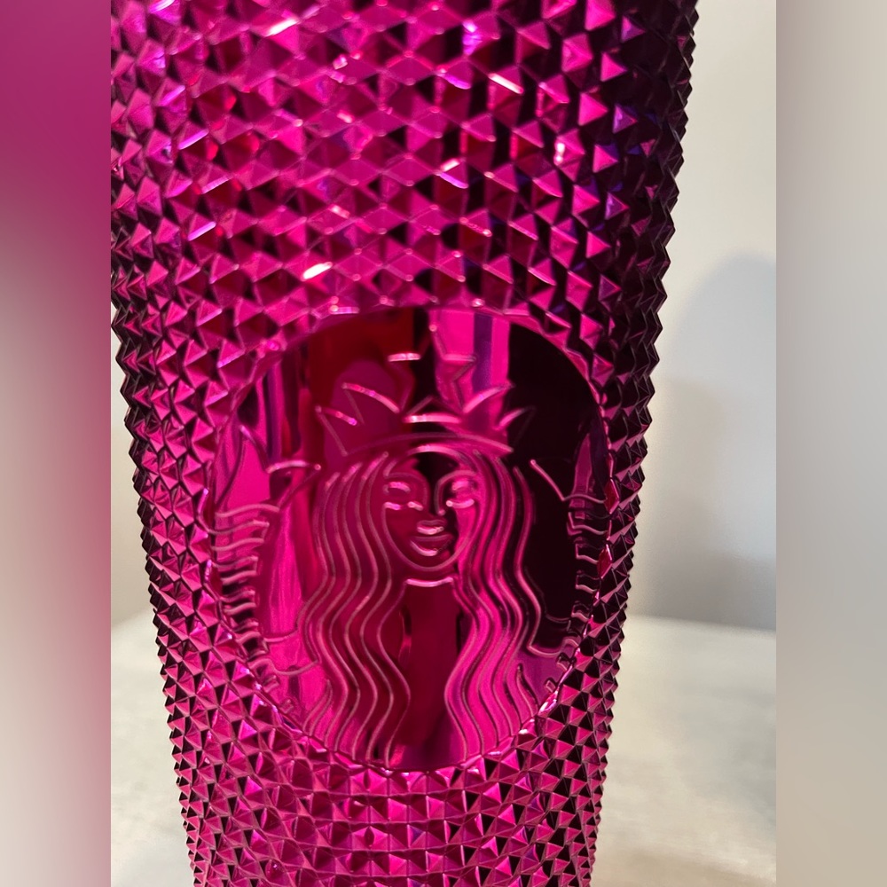Starbucks Limited Edition Sangria Pink Chrome Studded Tumbler Venti 24oz 2022.